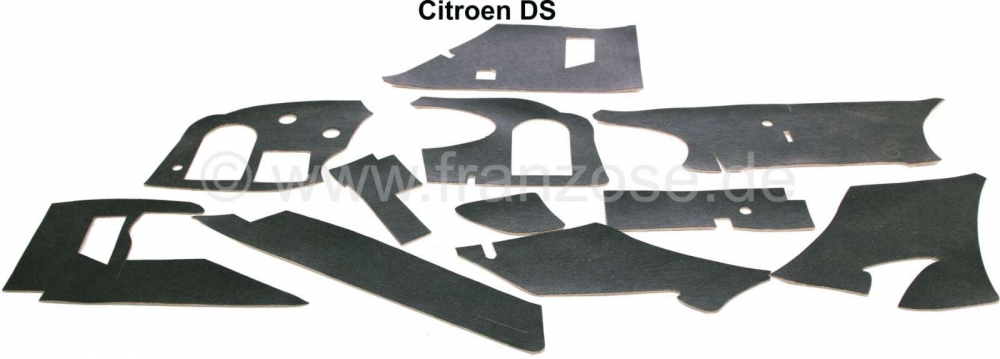 Citroen-DS-11CV-HY - Dashboard isolatieset. Deze isolatiematten worden aan de carrosseriezijde gemonteerd. Gesc