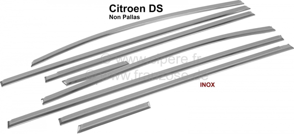 Sonstige-Citroen - Centreer-sierstrip set (brede versie, met wit rubber). Geschikt voor Citroen DS Non Pallas