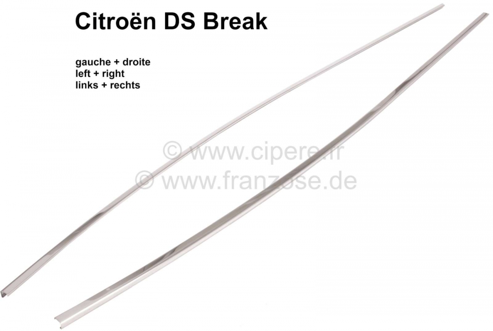 Citroen-DS-11CV-HY - Chroomlijst op het dak rechts, in de lengte (boven de deuren). Origineel Citroën (NOS). G