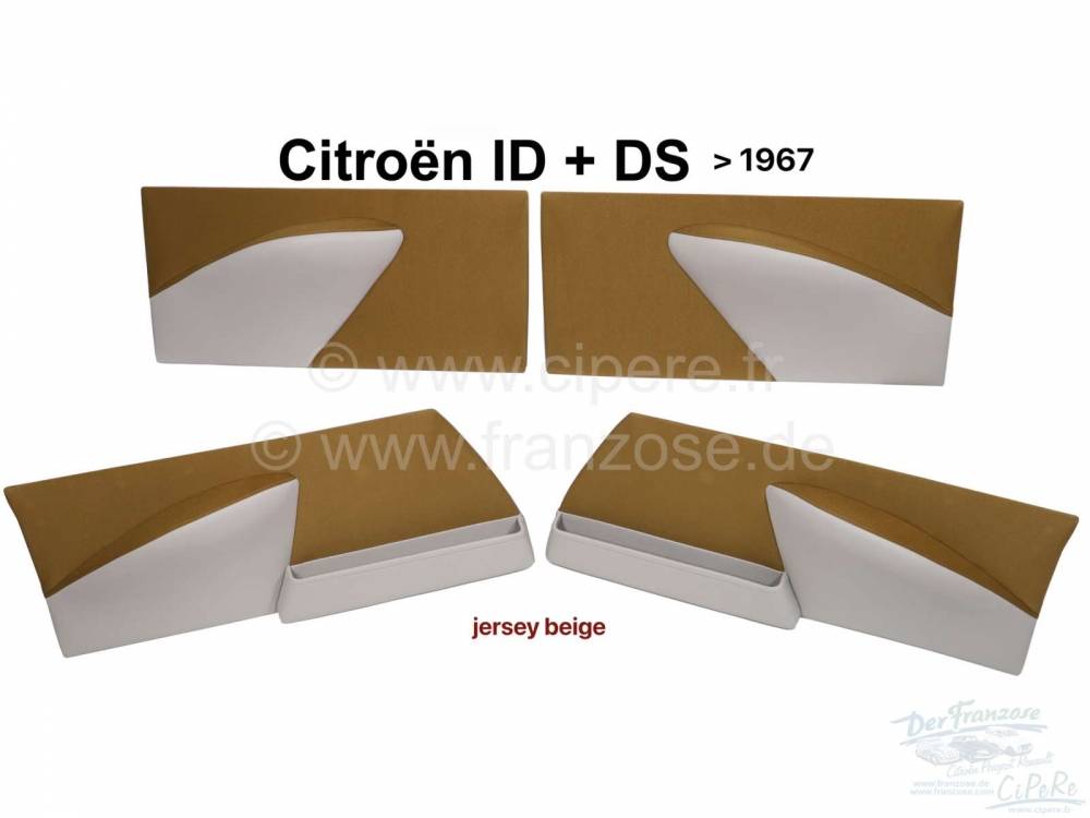 Sonstige-Citroen - DS >67, deurpanelen (4 stuks). Geschikt voor Citroen DS, tot modeljaar 1967, kleur beige (