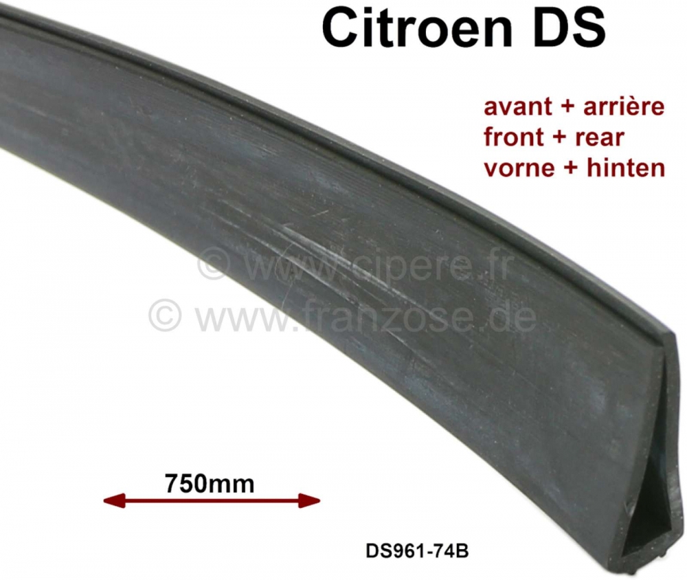 Citroen-DS-11CV-HY - Rubber voor onderste portierruit. Geschikt voor Citroën DS. Past voor + achter. Per stuk 