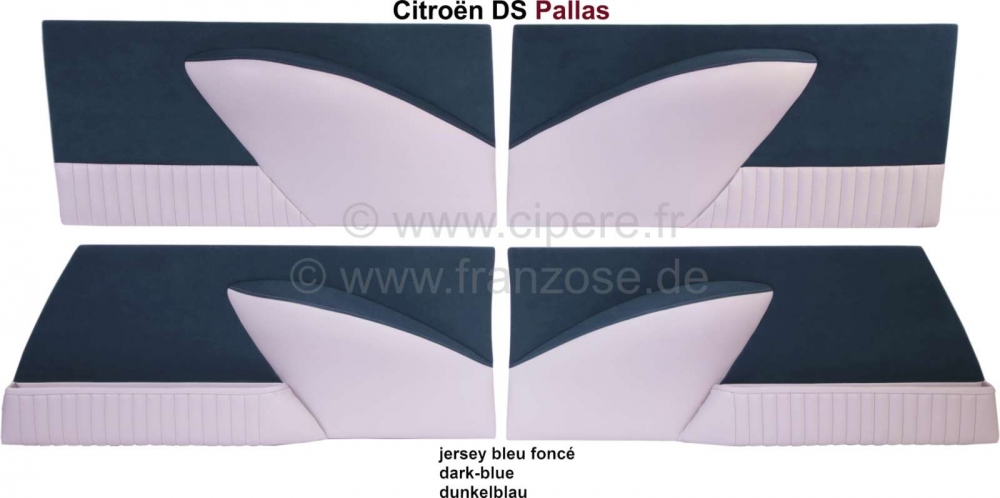 Sonstige-Citroen - DS Pallas, deurpanelen (4 stuks). Geschikt voor Citroen DS Pallas. Kleur: donkerblauw (ble