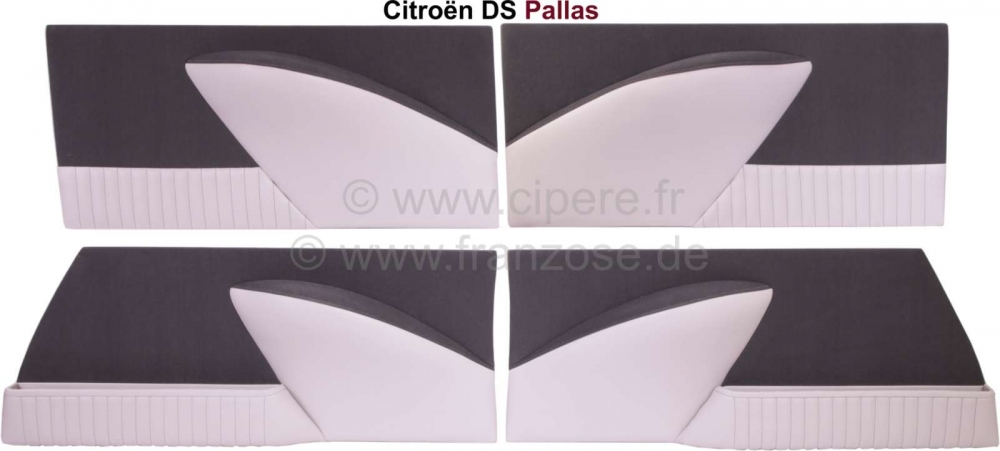 Sonstige-Citroen - DS Pallas, deurpanelen (4 stuks). Grijze stof. Geschikt voor Citroen DS Pallas. Incl. bove