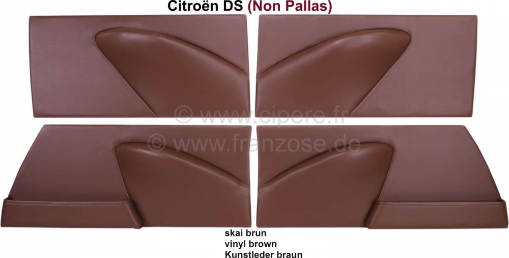 Sonstige-Citroen - DS Non Pallas, deurpanelen (4 stuks), kunstleer bruin. Geschikt voor Citroen DS Non Pallas