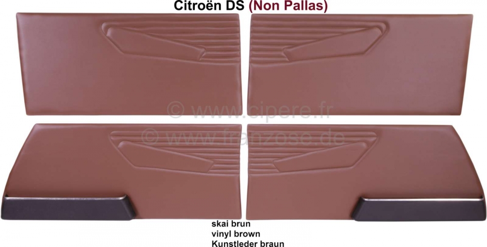 Sonstige-Citroen - DS Non Pallas, deurpanelen (4 stuks), kunstleer bruin (tabac). Geschikt voor Citroen ID, D