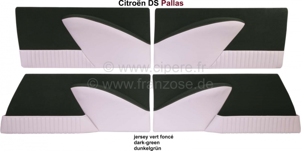Sonstige-Citroen - DS Pallas, deurpanelen (4 stuks). Stof donkergroen (vert jura). Geschikt voor Citroen DS P
