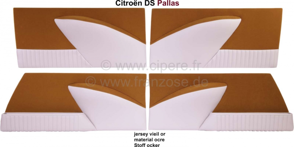 Sonstige-Citroen - DS Pallas, deurpanelen (4 stuks). Stof oker (vieil or). Geschikt voor Citroen DS Pallas. I