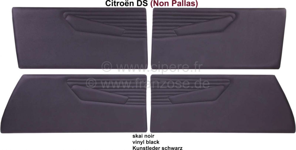 Sonstige-Citroen - DS Non Pallas, deurpanelen (4 stuks), zwart kunstleer. Geschikt voor Citroen ID, DS Non Pa
