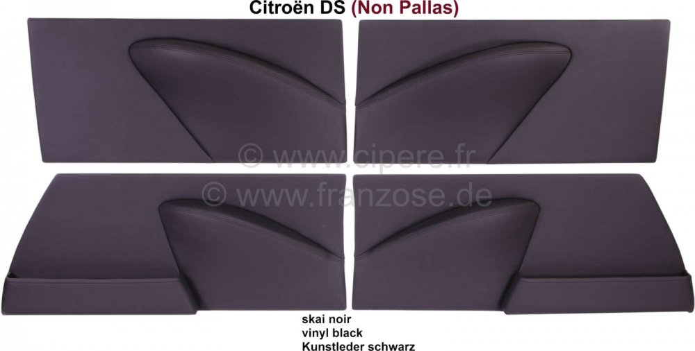 Sonstige-Citroen - DS Non Pallas, deurpanelen (4 stuks), zwart kunstleer. Geschikt voor Citroen DS Non Pallas