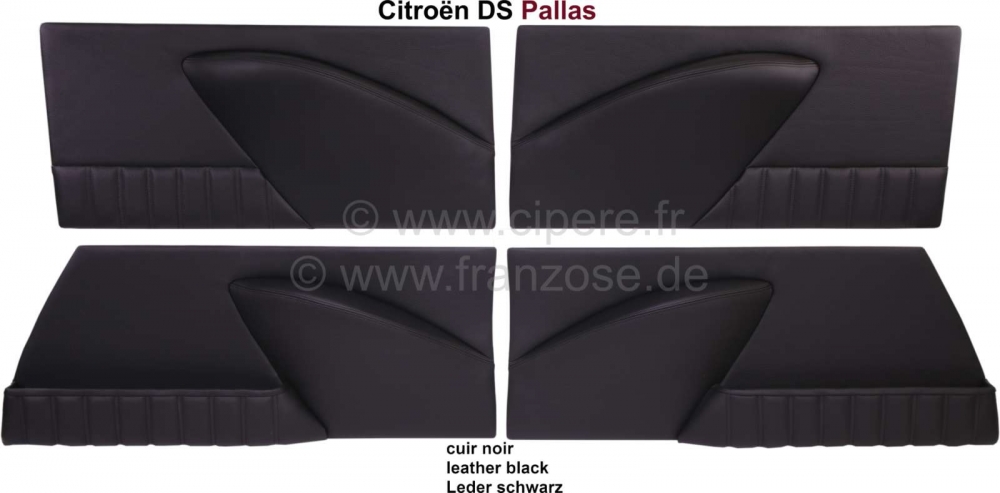 Sonstige-Citroen - DS Pallas, deurpanelen (4 stuks). Zwart leer, incl. 4x leren bekleding, boven de deur. Ges