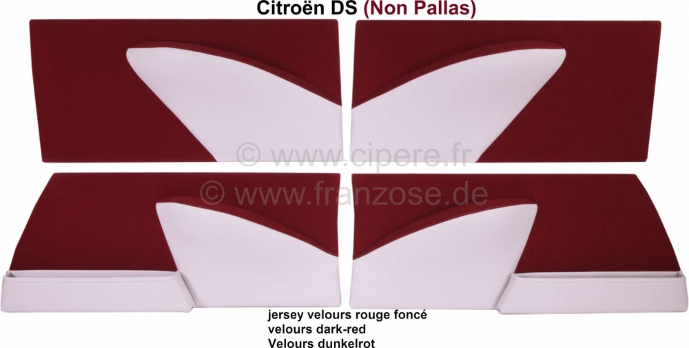 Sonstige-Citroen - DS Non Pallas, deurpanelen set (4 stuks). Donkerrood velours (grenat). Geschikt voor Citro