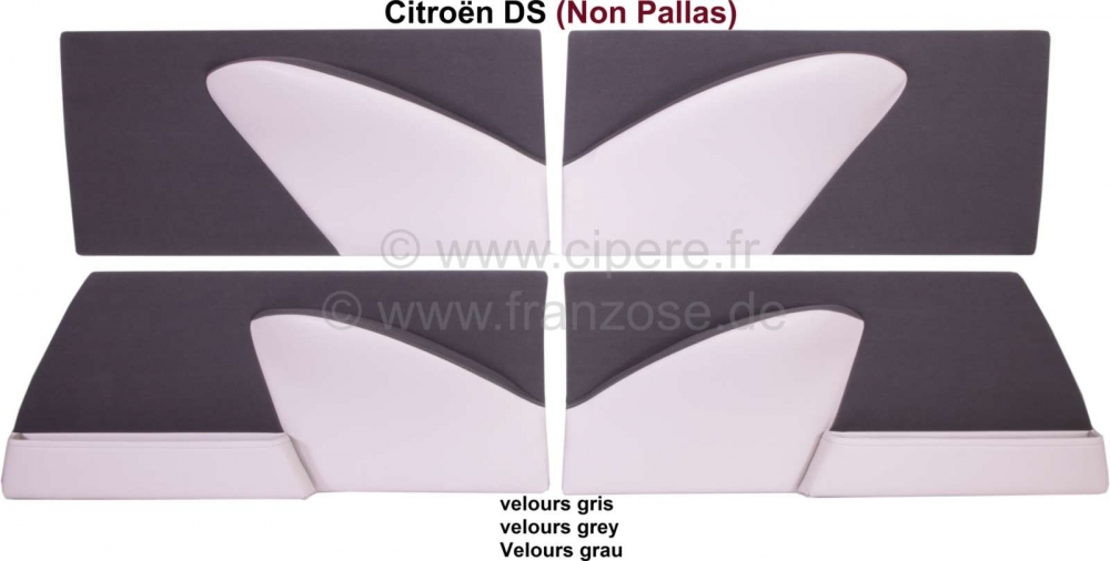 Sonstige-Citroen - DS Non Pallas, deurpanelen set (4 stuks). Velours grijs. Geschikt voor Citroen DS Non Pall