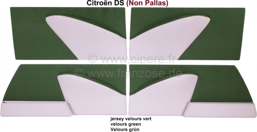 Sonstige-Citroen - DS Non Pallas, deurpanelen set (4 stuks). Velours groen (vert épicéa). Geschikt voor Cit