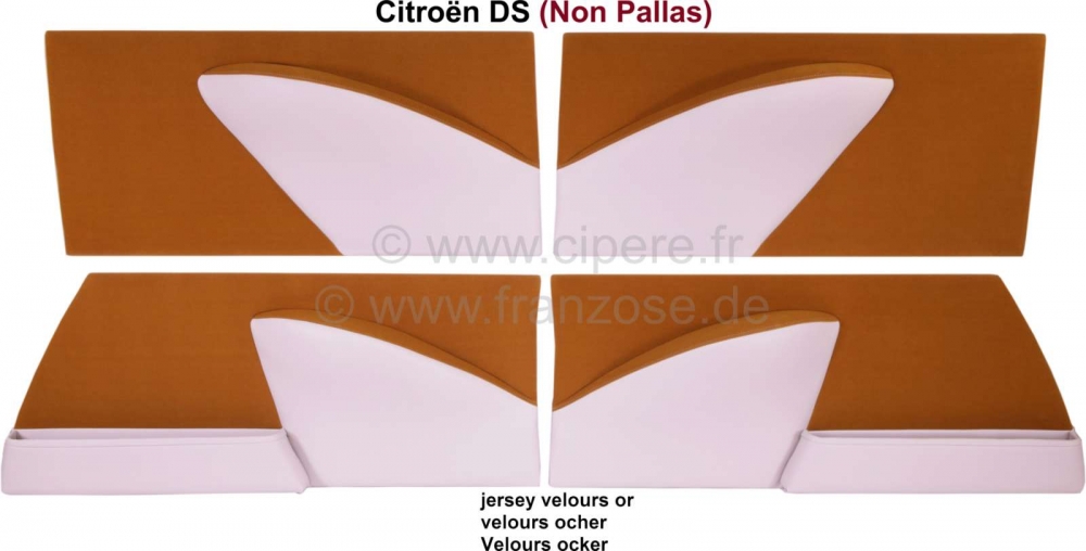 Sonstige-Citroen - DS Non Pallas, deurpanelen set (4 stuks). Velours oker (vieil or). Geschikt voor Citroen D