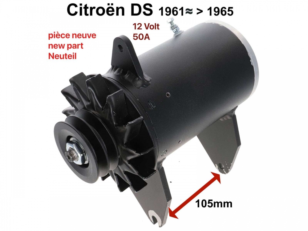 Citroen-DS-11CV-HY - Dynamo, nieuw onderdeel (gelijkstroom). Geschikt voor Citroen DS, vanaf bouwjaar 1961. Nie