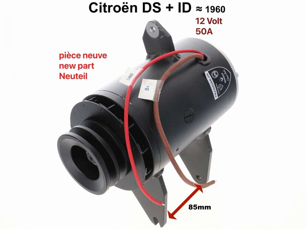 Citroen-DS-11CV-HY - Dynamo, nieuw onderdeel (gelijkstroom). Geschikt voor Citroen DS19 + ID19, van 1955 tot ca
