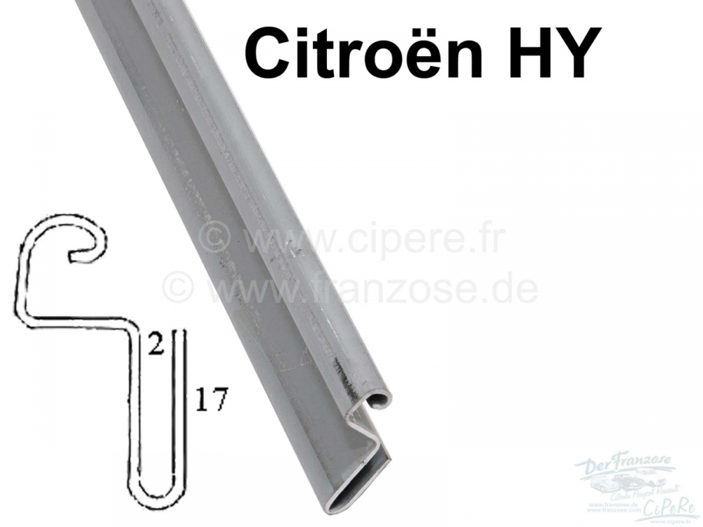 Citroen-DS-11CV-HY - Binnenste scharnierlijst (mannelijk) Citroën HY. Het scharnier is onderaan 180° gebogen.