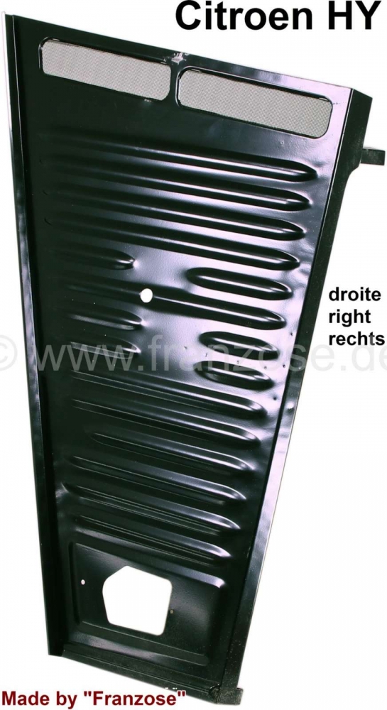 Citroen-DS-11CV-HY - Zijpaneel rechtsvoor compleet (neus rechts). Gemaakt door Frenchman. Het plaatwerk is gere