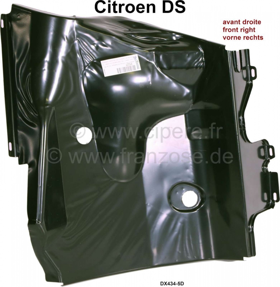 Citroen-DS-11CV-HY - Afdekplaat voor de hydraulische leidingen in de wielkast rechtsvoor. Of. DX434-5D-nr.
