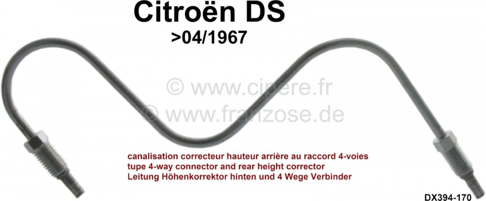 Sonstige-Citroen - Hydraulische leiding tussen de 4-wegconnector en de achterste hoogtecorrector. Geschikt vo