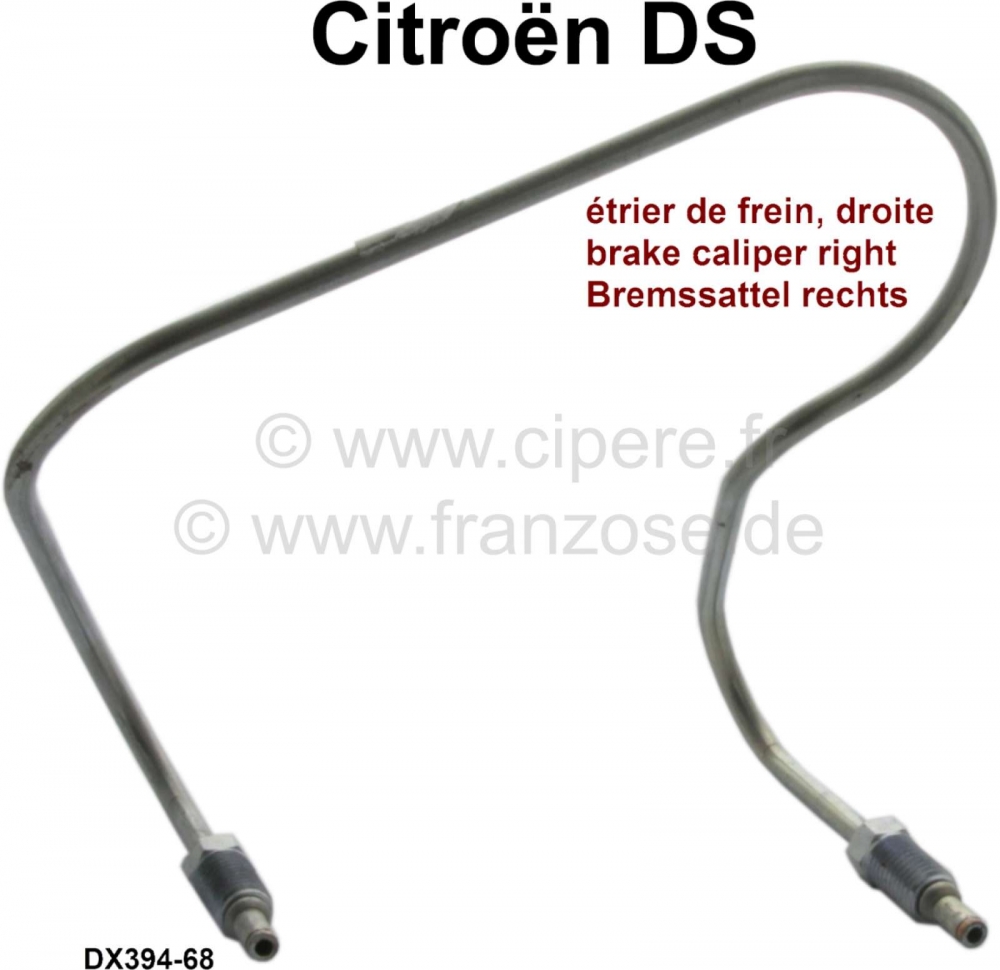 Citroen-DS-11CV-HY - Remleiding tussen de remklauwhelften, voor de rechter remklauw. Geschikt voor Citroën DS.