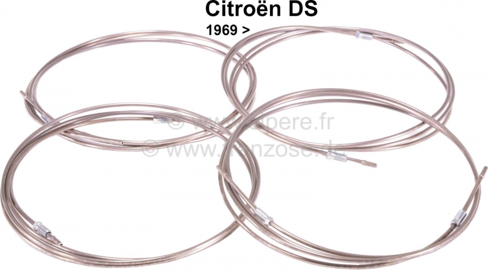 Citroen-DS-11CV-HY - Set remleidingen achteraan. Geschikt voor Citroen DS, vanaf modeljaar 1969.