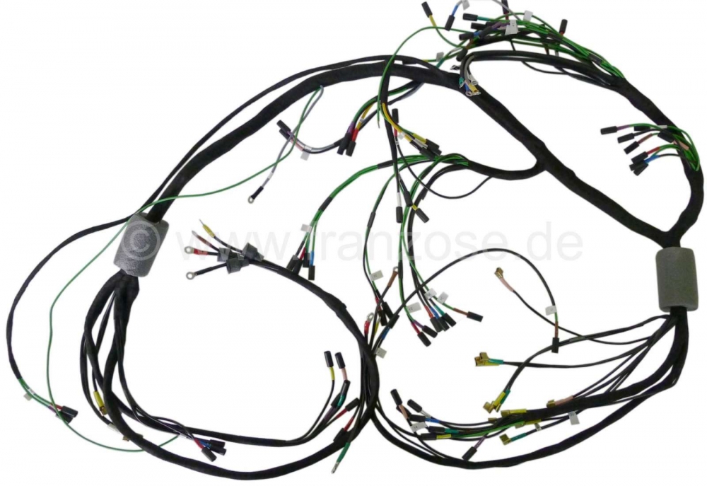 Citroen-DS-11CV-HY - Hoofdkabelboom. Accu rechts. 2 relais. 8 zekeringen. Voor gelijkstroomdynamo. Geschikt voo