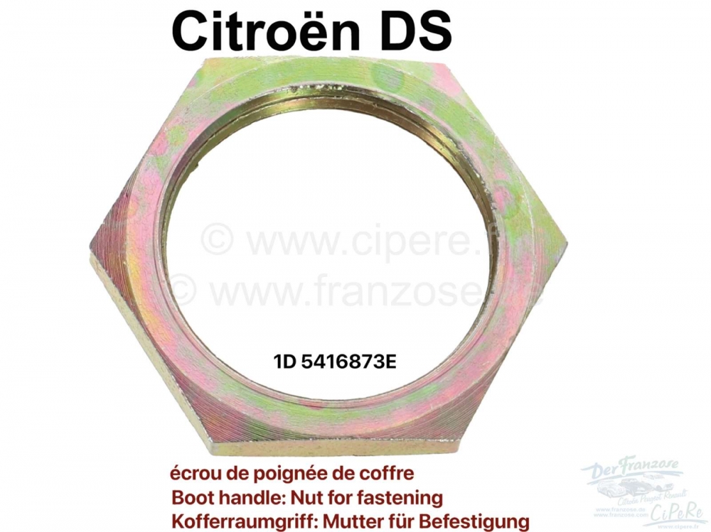 Sonstige-Citroen - Handgreep kofferbak: Moer voor de bevestiging. Geschikt voor Citroen DS. M30 x 1,5 Besteln