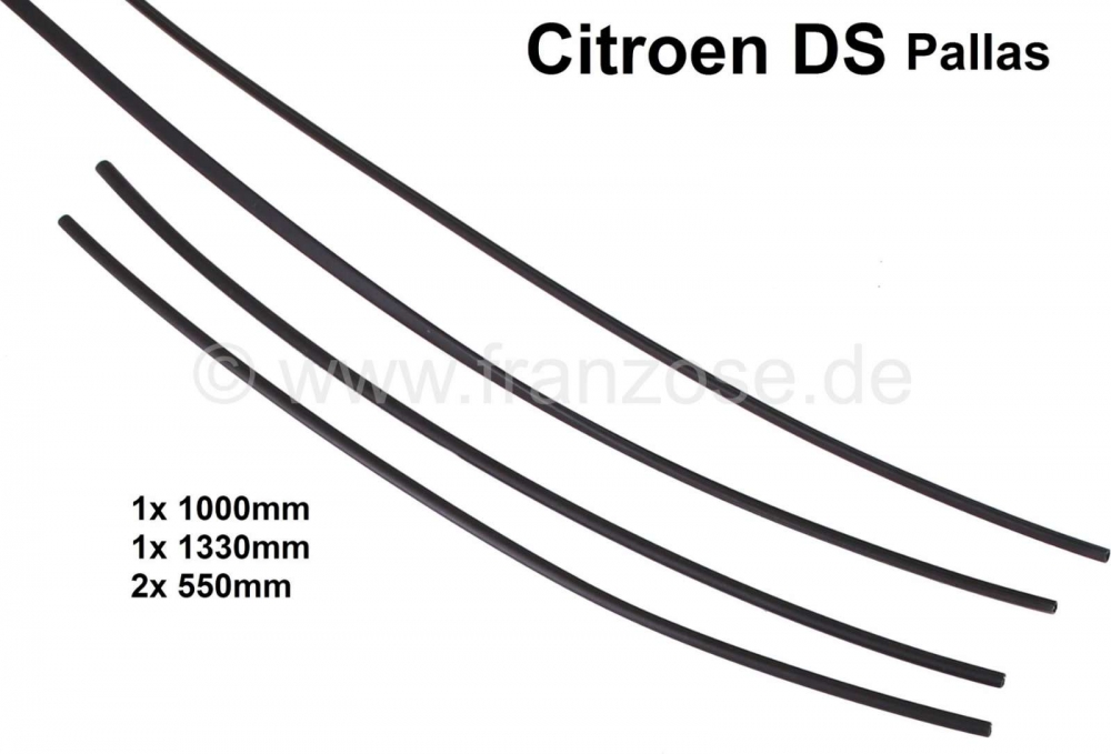 Citroen-DS-11CV-HY - Zijrandbescherming compleet (4 stuks), voor de kofferruimte. Geschikt voor Citroen DS Pall