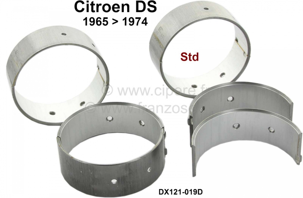 Citroen-DS-11CV-HY - Drijfstanglager (complete set). Geschikt voor Citroen DS, vanaf modeljaar 1965 (alle motor