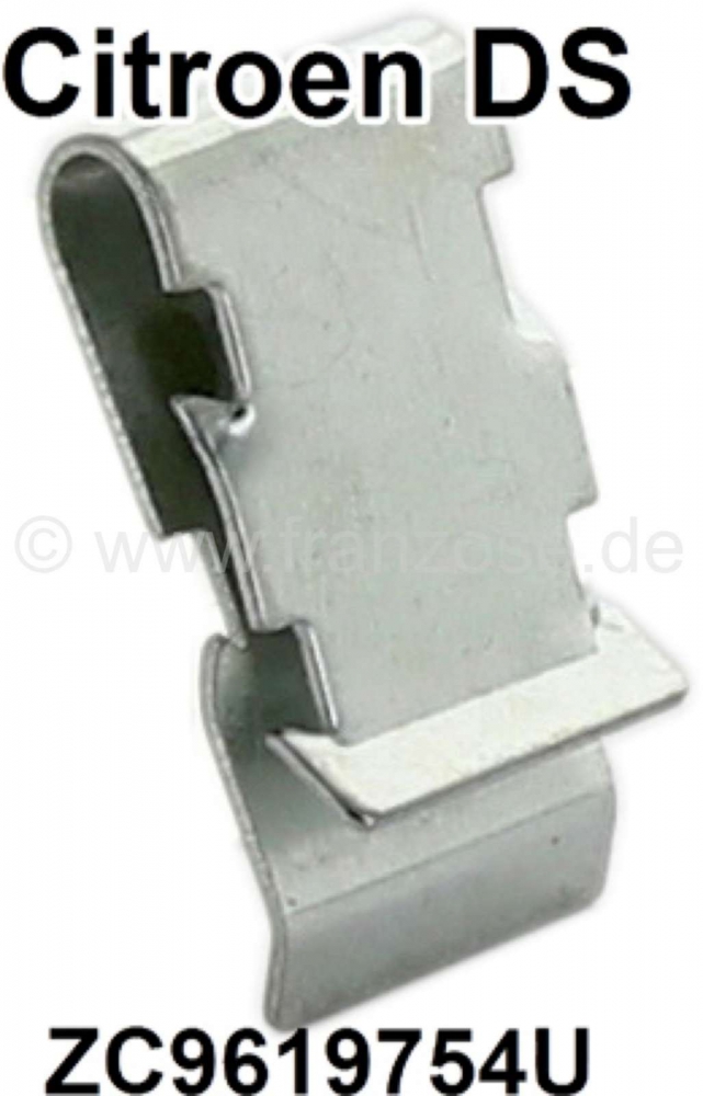 Citroen-DS-11CV-HY - Clip, voor achterste chroomlijst op het dak. Geschikt voor Citroën DS. Of. Nr. ZC9619754U