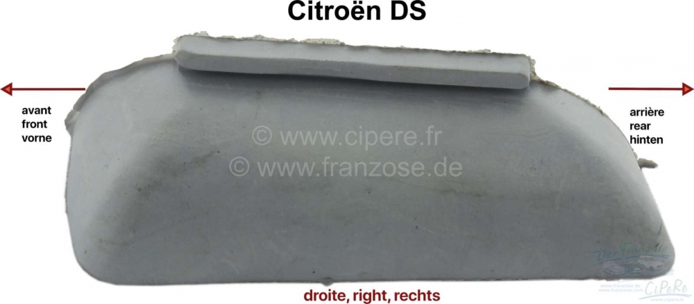 Citroen-DS-11CV-HY - Rubberen afdichting rechtsonder (grijze kleur), op de B-stijl (deurstop, afdichting van de