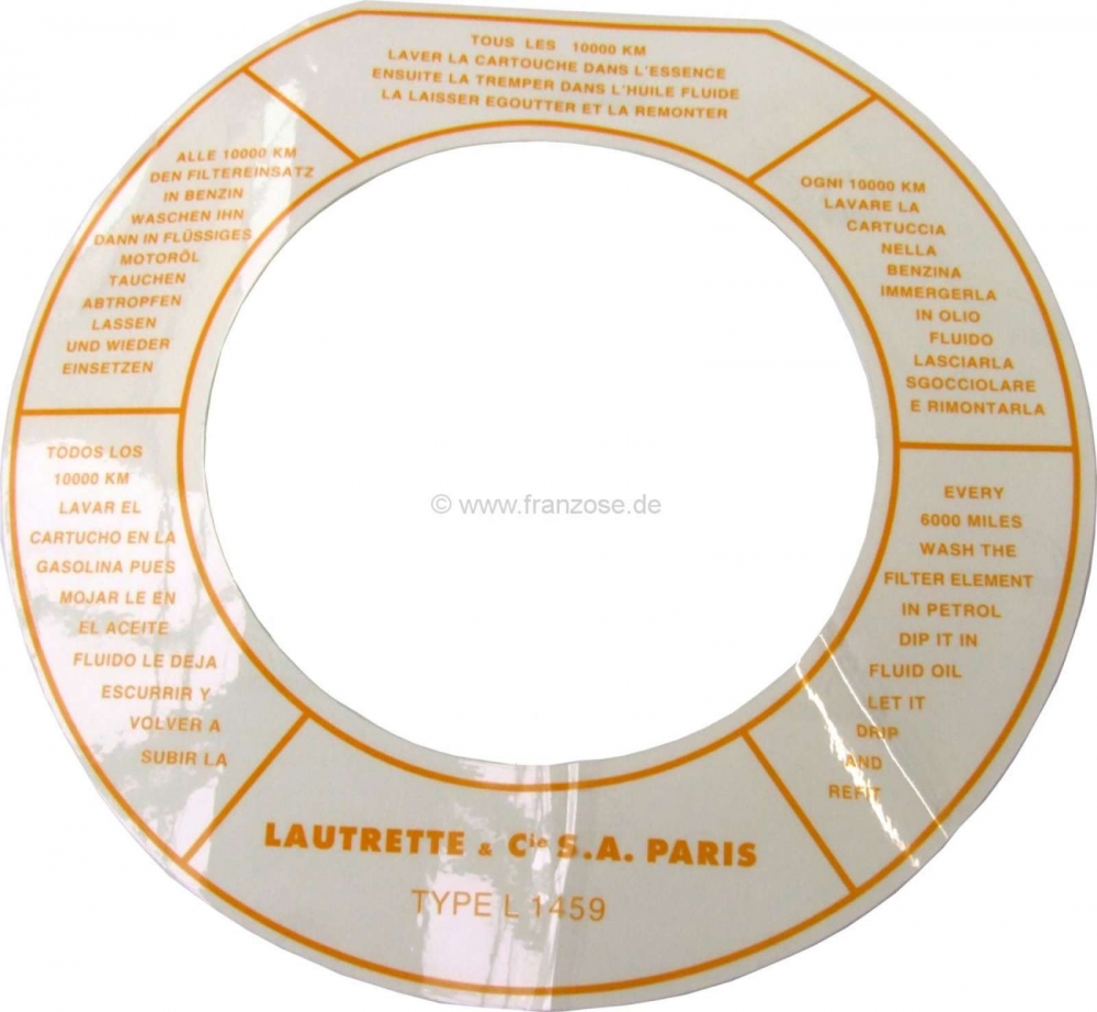 Sonstige-Citroen - Luchtfiltersticker, voor het zwart gespoten luchtfilterhuis. Geschikt voor Citroen DS. Afm