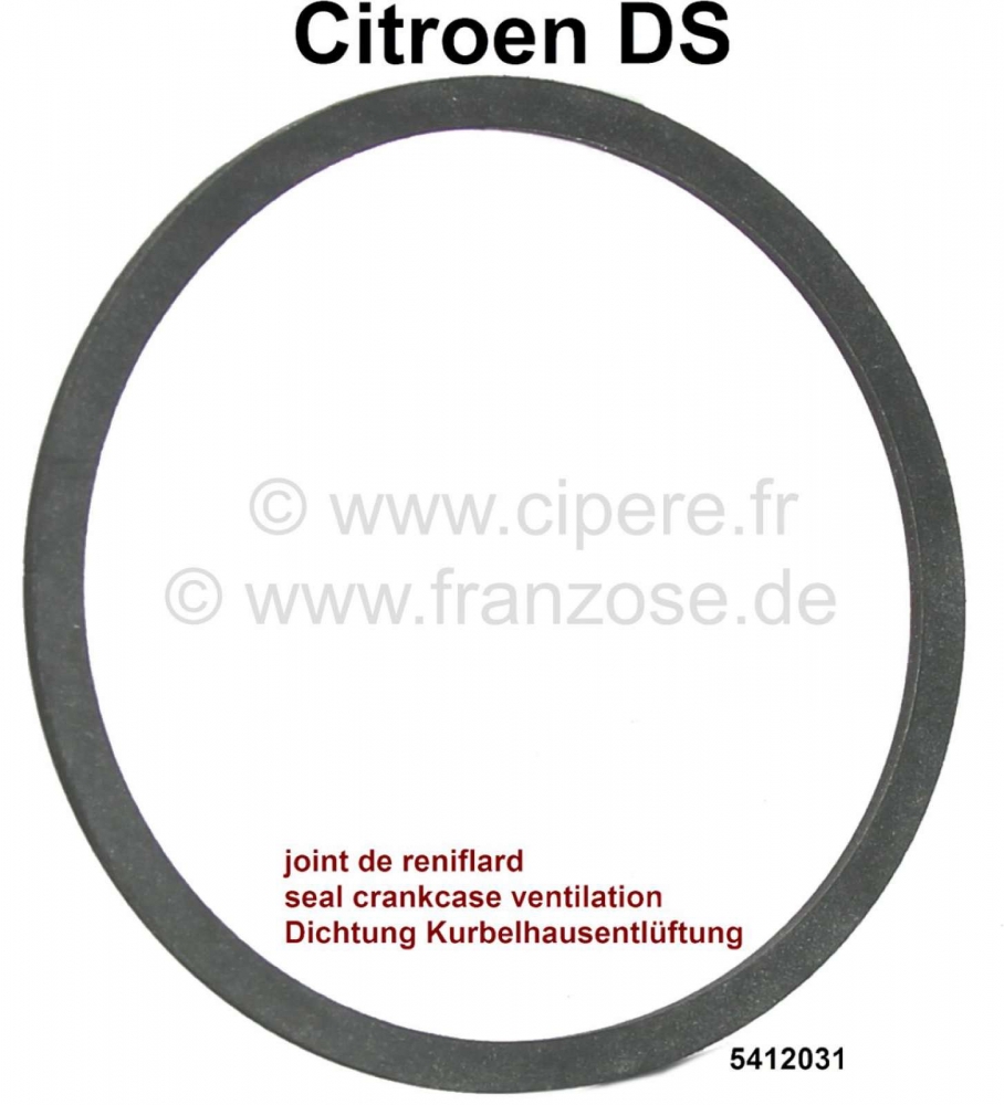Citroen-DS-11CV-HY - Carterventilatie op het motorblok: afdichting (platte ring rubber). Geschikt voor Citroen 