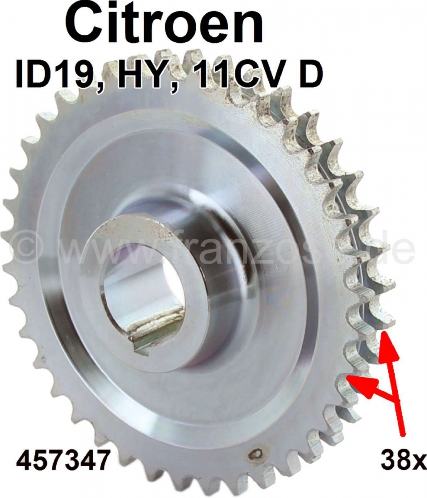 Sonstige-Citroen - Groot tandwiel. 38 tanden. 27,6mm totale diepte. Geschikt voor Citroen 11CV D, vanaf bouwj