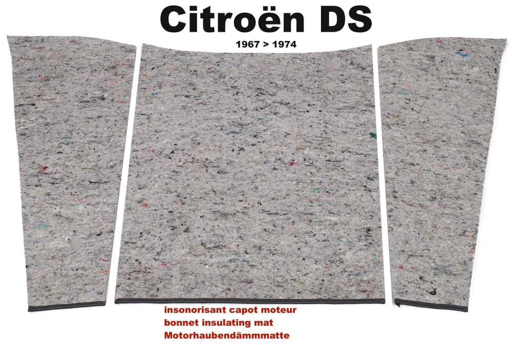 Sonstige-Citroen - Isolatiemat voor de motorkap, geschikt voor Citroen DS, vanaf modeljaar 1967. De randen va