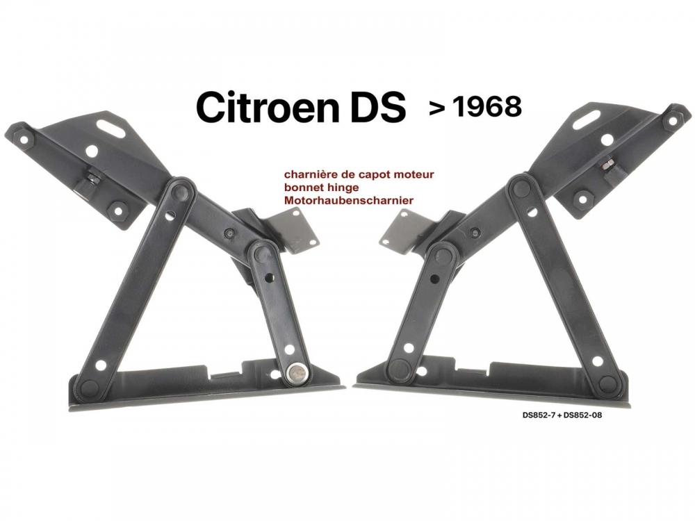 Sonstige-Citroen - Motorkapscharnier (1x links + 1x rechts). Geschikt voor Citroen DS, tot modeljaar 1968 (ou