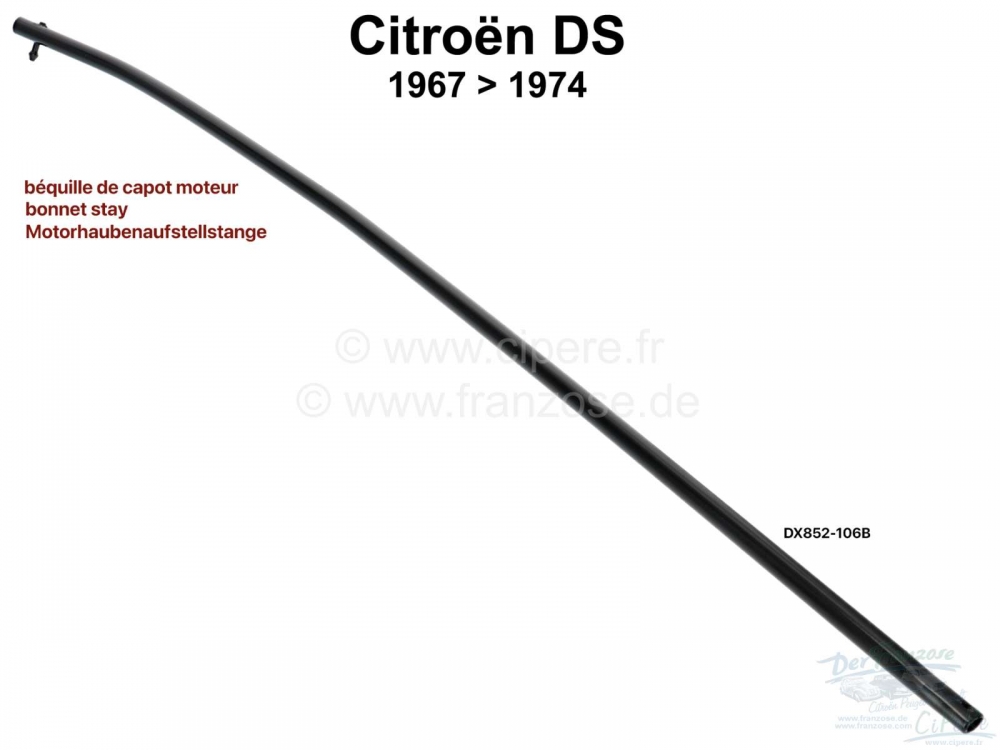 Sonstige-Citroen - Staaf voor rechtopstaande motorkap. Geschikt voor Citroen DS, vanaf modeljaar 1967 (nieuw 