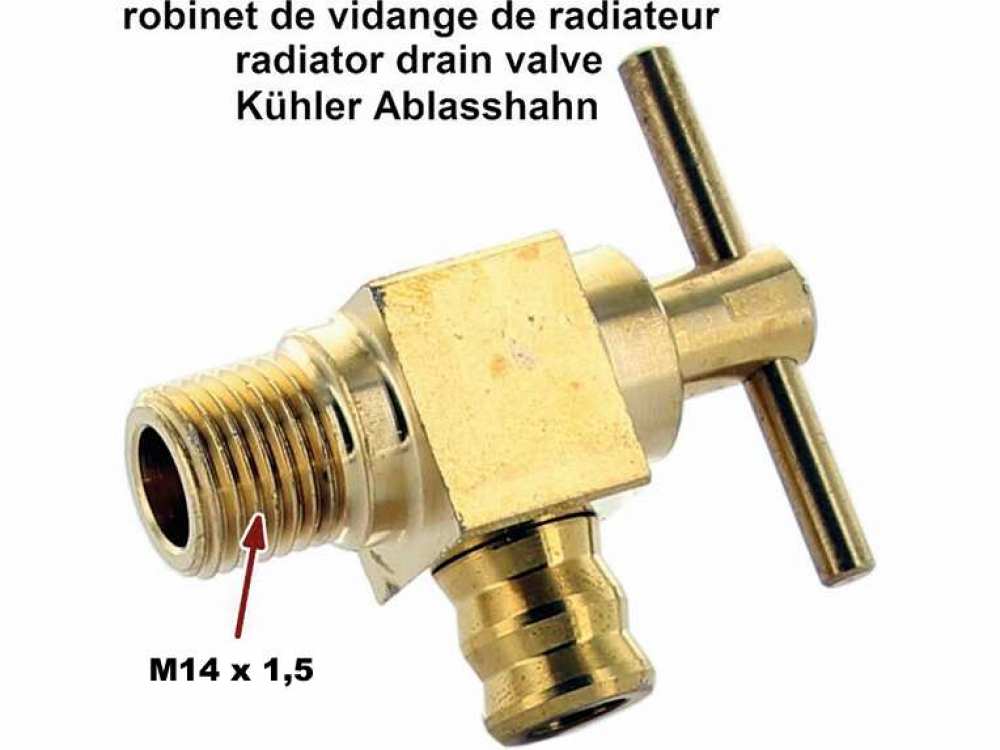 Sonstige-Citroen - Afvoerkraan voor koeler (waterkraan), volledig gemaakt van messing. Schroefdraad: 14x1,5mm