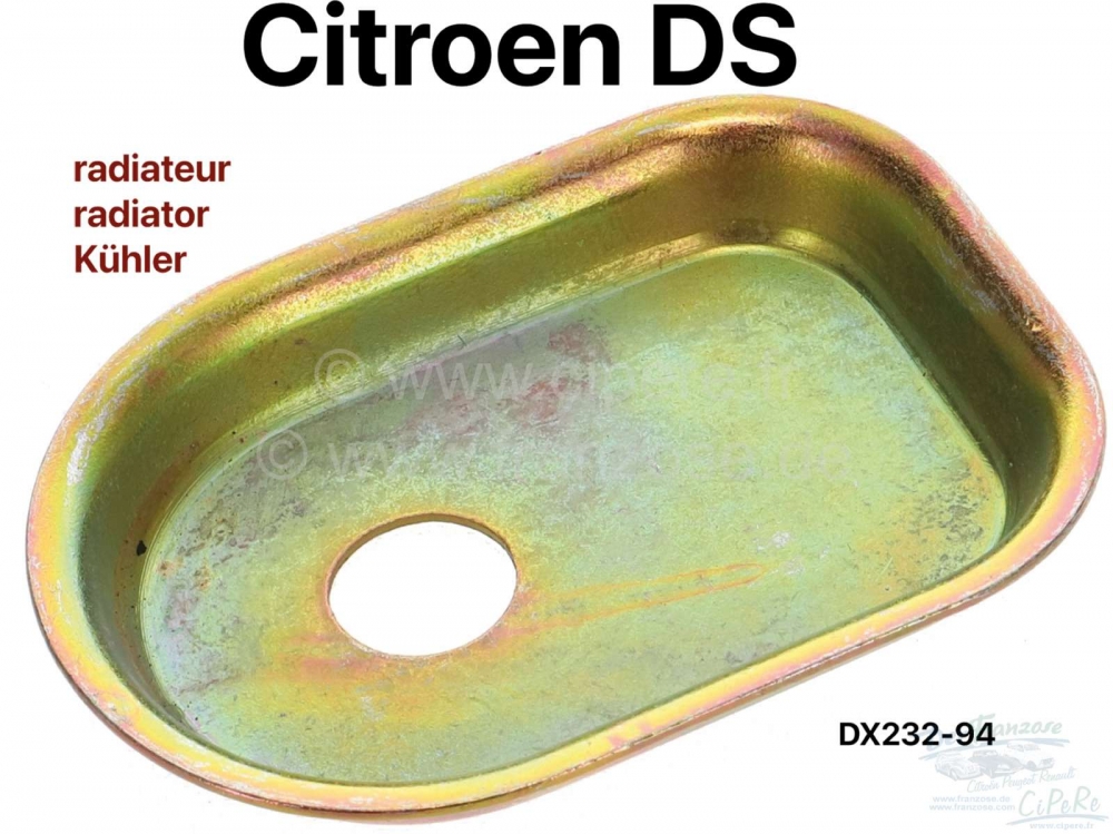 Citroen-DS-11CV-HY - Radiator, plaatstalen omhulsel voor het bevestigingsrubber (stil rubber 40 x 62mm). Geschi