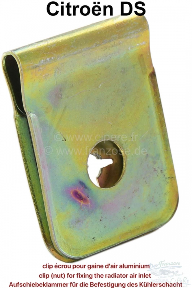 Citroen-DS-11CV-HY - Radiatoras (aluminium luchtkanaal): Opschuifbare clip (moer) voor bevestiging van de radia