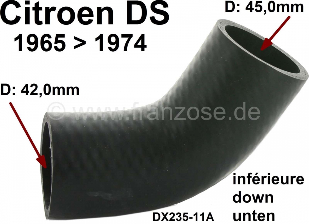 Sonstige-Citroen - Radiatorslang onderaan de radiator (waterslang). Geschikt voor Citroen DS, vanaf modeljaar