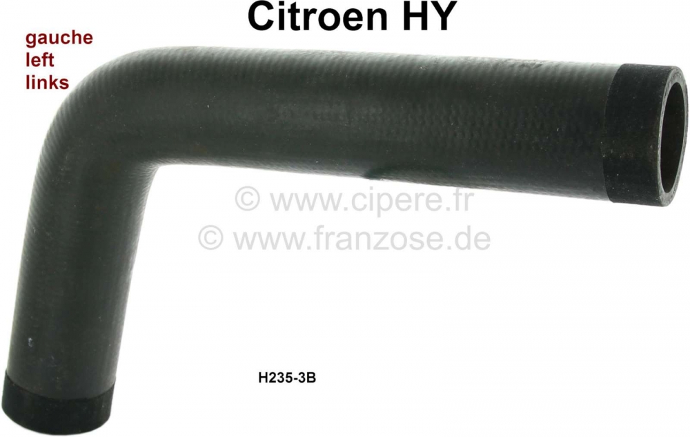 Citroen-DS-11CV-HY - Radiatorslang (waterslang) links. Geschikt voor Citroen HY, alle modeljaren. Aansluiting: 