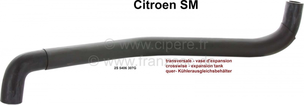 Citroen-DS-11CV-HY - SM, radiatorslang achter dwars, naar het expansiereservoir. Geschikt voor Citroen SM carbu