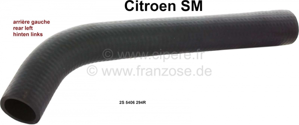 Citroen-DS-11CV-HY - SM, radiatorslang achter links. Geschikt voor Citroen SM carburateur. Of. Nr. 2S 5406 294R