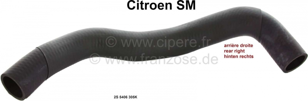 Citroen-DS-11CV-HY - SM, radiatorslang rechtsachter. Geschikt voor Citroen SM. Of. Nr. 2S 5406 305K