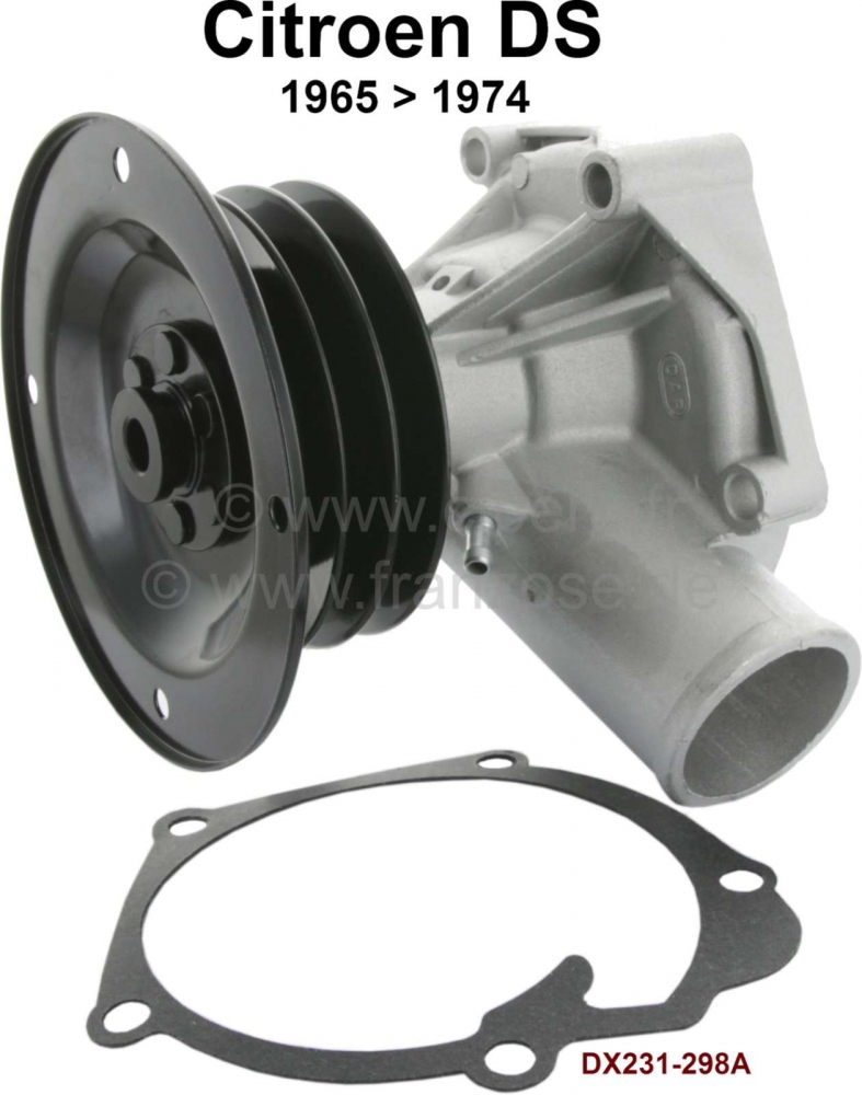 Citroen-DS-11CV-HY - Waterpomp (met afdichting). Geschikt voor Citroen DS, vanaf modeljaar 1965 Bestelnr. DX231