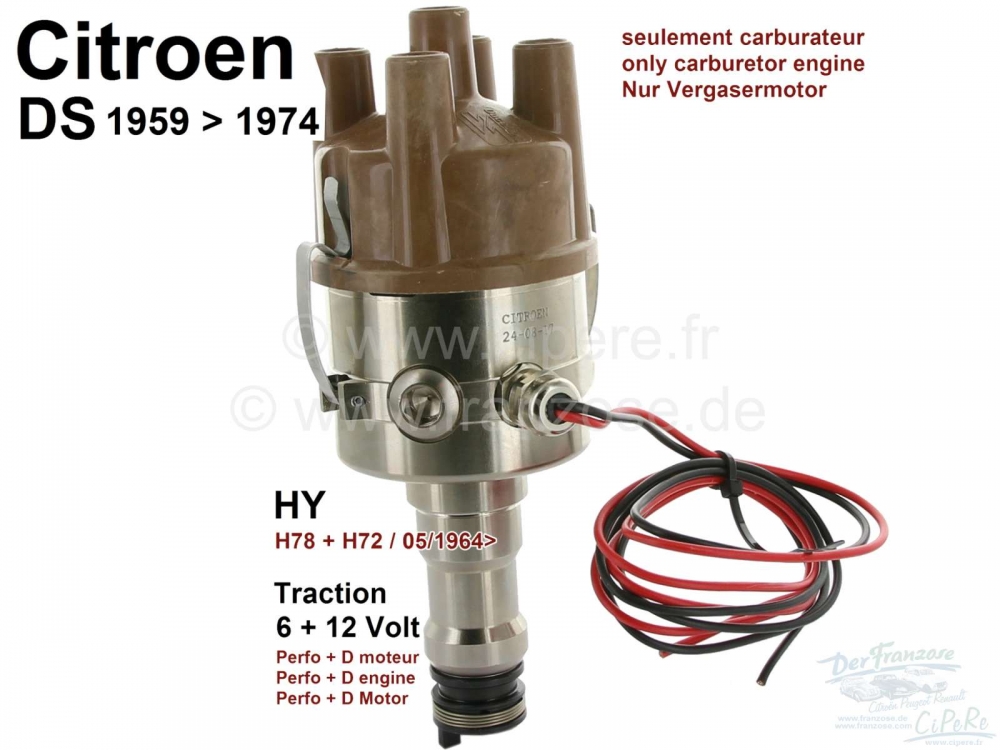 Alle - Elektronisch ontstekingssysteem, 6 + 12 volt. Geschikt voor alle Citroen DS, 11CV, HY, zon