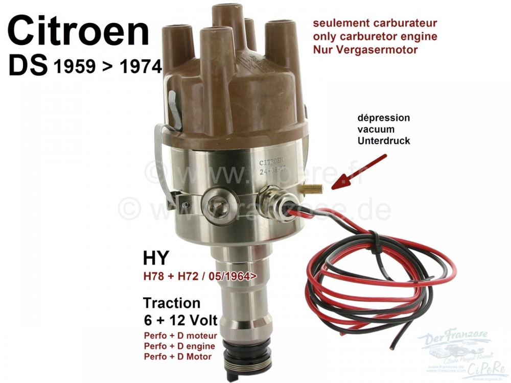 Alle - Elektronisch ontstekingssysteem, 6 + 12 volt. Geschikt voor alle Citroen DS, 11CV, HY, met