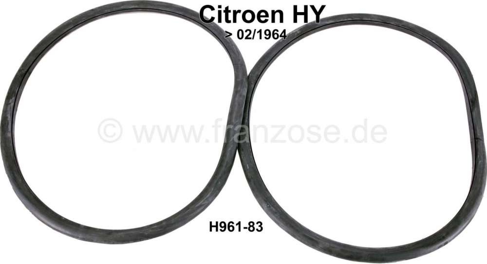 Citroen-DS-11CV-HY - Voorruitrubber (2 stuks). Geschikt voor Citroen HY, tot bouwjaar 2/1964 (gedeelde voorruit